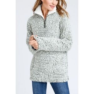 Zip-Up Neck Soft Sherpa Pullover Sweater